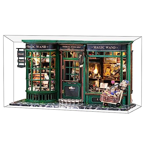 Fsolis DIY Puppenhaus Miniatur Kit mit Möbeln, Miniatur Puppenhaus Kit Holzpuzzle Modernes Haus beleuchtet Miniatur Kit Dekoration und Geschenk für Erwachsene (Schwarz) von Fsolis