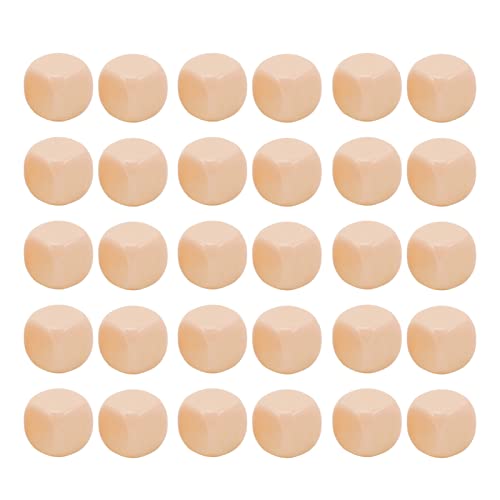 30 Pack Nicht gedruckte Würfel Set DIY anpassbare 6 -seitige Plastikwürfel mit abgerundeten Ecken für Brettspiele Mathematik Lernen Klassenzimmer Eltern Kind (Beige) von Fuchooky