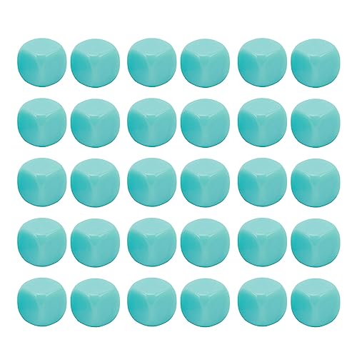 30 Pack Nicht gedruckte Würfel Set DIY anpassbare 6 -seitige Plastikwürfel mit abgerundeten Ecken für Brettspiele Mathematik Lernen Klassenzimmer Eltern Kind (Hellblau) von Fuchooky