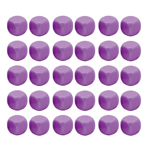 30 Pack Nicht gedruckte Würfel Set DIY anpassbare 6 -seitige Plastikwürfel mit abgerundeten Ecken für Brettspiele Mathematik Lernen Klassenzimmer Eltern Kind (Lila) von Fuchooky