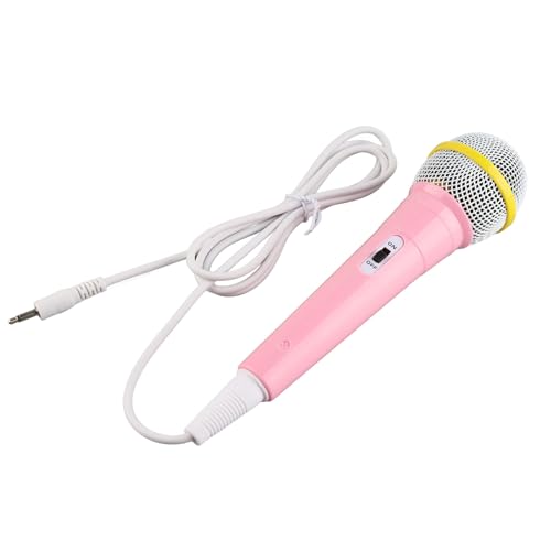 Fuchooky Micrófono para niños Con Cable DE 3.5 mm enchufe de Baja distorsión música portátil de juguete niños cantando micrófono para Karaoke Familiar (Rosa) von Fuchooky