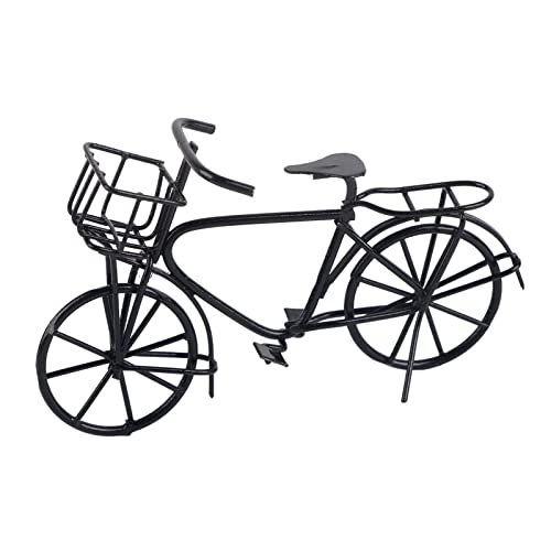 Fuchooky Miniatur-Metallfahrrad im Maßstab 1:12 mit beweglichen n, Farbe Schwarz, hochsimulierte Puppenhaus-Dekoration, für und Sammler von Fuchooky