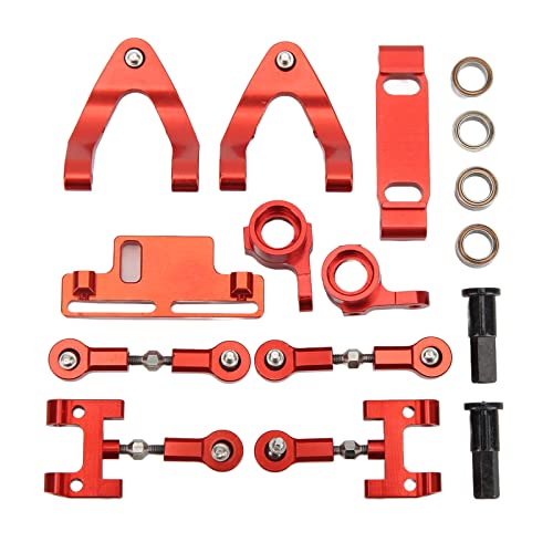 Fuchooky RC Aluminium Oberer Unterer Querlenker Lenkbecher Sechskantadapter Metallzubehörsatz für WPL D12 RC Auto (Red) von Fuchooky