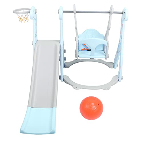 Kleinkindkletterspiel -Set mit Rutschenschwung und Basketball Hoop Indoor Outdoor Safe Activity Center für (Blau) von Fuchooky