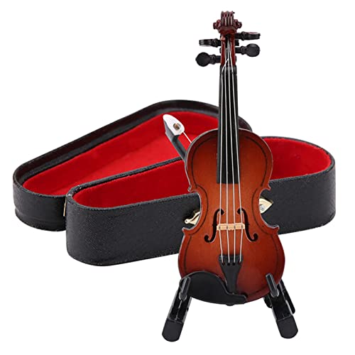 Fuerdich Miniatur-Geige, Musik-Puppenhaus-Modell, Mini-Instrument, Mini-Dinge Mit Ständer, Bogen Und Koffer Für DIY-Heimdekoration (8 X 3 X 0,8 cm) von Fuerdich