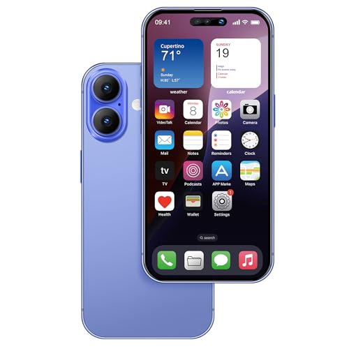 FufoneUS Anzeige gefälschte Spielzeug Telefon Handy Metallic-Modell Nicht funktionierende Replik 1:1 Telefon für Phone 16 gefälschte Spielzeug Handy, 16 Blau Farbbildschirm von FufoneUS