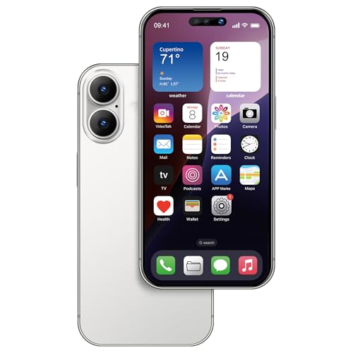 FufoneUS Anzeige gefälschte Spielzeug Telefon Handy Metallic-Modell Nicht funktionierende Replik 1:1 Telefon für Phone 16 gefälschte Spielzeug Handy, 16 weiß Farbbildschirm von FufoneUS