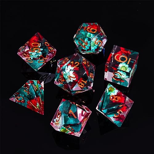 DND Sharp-Edge-Würfel-Set, 7-teilig, Polyedrisches Würfel-Set für Dungeons and Dragons Würfel, D&D-Würfel, Rollenspiele, D- und D-Würfel D20, D12, D10, D8, D6, D4, mit Geschenkbox (rote Blumen) DND Sharp-Edge-Würfel-Set, 7-teilig, Polyedrisches Würfel-Set für Dungeons and Dragons Würfel, D&D-Würfel, Rollenspiele, D- und D-Würfel D20, D12, D10, D8, D6, D4, mit Geschenkbox (rote Blumen) von FugaCity