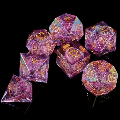 DND-Würfel-Set, 100% handgefertigt, scharfe Kanten, 7-teiliges Harz-Würfel-Set, Dungeons and Dragons, polyedrisches Würfelset, kristallklares D&D-Würfelset für RPG, MTG, Tischspiele DND-Würfel-Set, 100% handgefertigt, scharfe Kanten, 7-teiliges Harz-Würfel-Set, Dungeons and Dragons, polyedrisches Würfelset, kristallklares D&D-Würfelset für RPG, MTG, Tischspiele von FugaCity