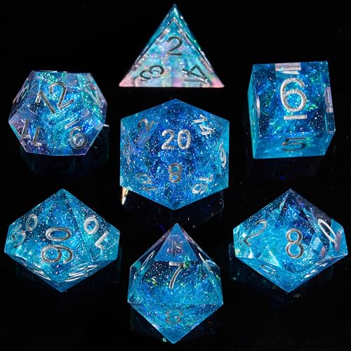 DND-Würfel-Set, Dungeons and Dragons Würfel-Set, handgefertigt, scharfe Kanten, 7 Harz, D&D-Würfel für DND-Dungeons und Drachenspiele DND-Würfel-Set, Dungeons and Dragons Würfel-Set, handgefertigt, scharfe Kanten, 7 Harz, D&D-Würfel für DND-Dungeons und Drachenspiele von FugaCity