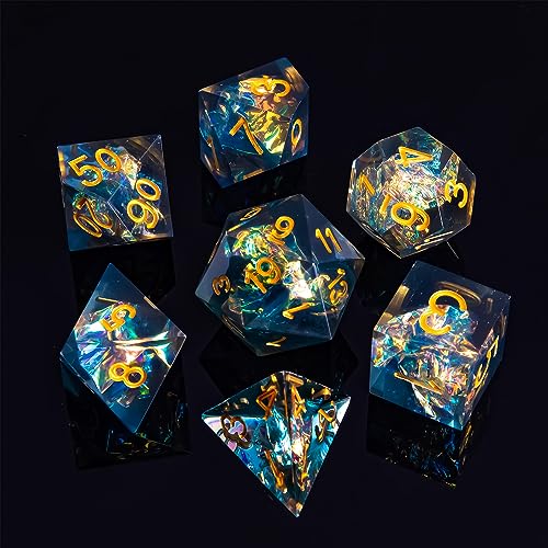 DND-Würfel-Set, handgefertigt, 7 Zubehörteile, scharfe Kanten, für Dungeons and Dragons, TTRPG-Spiele, mehrseitiges RPG, polyedrisches Harz, scharfe Kanten, Rollenspiele, Shadowrun Pathfinder, MTG DND-Würfel-Set, handgefertigt, 7 Zubehörteile, scharfe Kanten, für Dungeons and Dragons, TTRPG-Spiele, mehrseitiges RPG, polyedrisches Harz, scharfe Kanten, Rollenspiele, Shadowrun Pathfinder, MTG von FugaCity