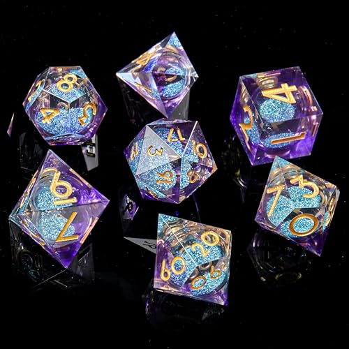 FugaCity DND-Würfel-Set, flüssiger Kern, handgefertigt, scharfe Kanten, Polyedrisches Würfel-Set aus Harz, mit Geschenketui für RPG, MTG, 7-teiliges Set FugaCity DND-Würfel-Set, flüssiger Kern, handgefertigt, scharfe Kanten, Polyedrisches Würfel-Set aus Harz, mit Geschenketui für RPG, MTG, 7-teiliges Set von FugaCity