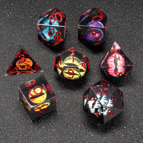 Fugacity DND-Würfel-Set, flüssiger Kern, handgefertigt, scharfe Kanten, Polyedrisches Würfelset, D&D-Würfel-Set mit Geschenkwürfeletui für RPG, MTG-Tischspiele, 7-teiliges Set (Verschiedene Augen) Fugacity DND-Würfel-Set, flüssiger Kern, handgefertigt, scharfe Kanten, Polyedrisches Würfelset, D&D-Würfel-Set mit Geschenkwürfeletui für RPG, MTG-Tischspiele, 7-teiliges Set (Verschiedene Augen) von FugaCity