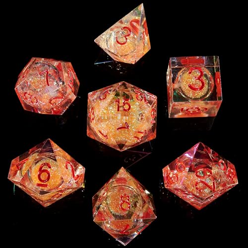 Fugacity DND-Würfel-Set, flüssiger Kern, handgefertigt, scharfe Kanten, polyedrisches Würfel-Set, Dungeons and Dragons, D&D-Würfel-Set mit Geschenkwürfeletui für RPG, MTG-Tischspiele, 7-teilig, Orange Fugacity DND-Würfel-Set, flüssiger Kern, handgefertigt, scharfe Kanten, polyedrisches Würfel-Set, Dungeons and Dragons, D&D-Würfel-Set mit Geschenkwürfeletui für RPG, MTG-Tischspiele, 7-teilig, Orange von FugaCity