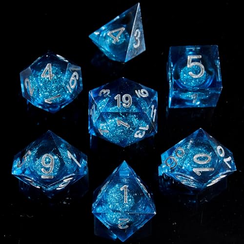 Fugacity DND-Würfel-Set, flüssiger Kern, handgefertigt, scharfe Kanten, polyedrisches Würfel-Set, Dungeons and Dragons, D&D-Würfel-Set mit Geschenkwürfeletui für RPG, MTG-Tischspiele, 7-teilig, Blauer Fugacity DND-Würfel-Set, flüssiger Kern, handgefertigt, scharfe Kanten, polyedrisches Würfel-Set, Dungeons and Dragons, D&D-Würfel-Set mit Geschenkwürfeletui für RPG, MTG-Tischspiele, 7-teilig, Blauer von FugaCity