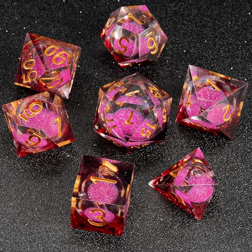 Fugacity DND-Würfel-Set, flüssiger Kern, handgefertigt, scharfe Kanten, polyedrisches Würfel-Set, Dungeons and Dragons, D&D-Würfel-Set mit Geschenkwürfeletui für RPG, MTG-Tischspiele, 7-teilig, rosa Fugacity DND-Würfel-Set, flüssiger Kern, handgefertigt, scharfe Kanten, polyedrisches Würfel-Set, Dungeons and Dragons, D&D-Würfel-Set mit Geschenkwürfeletui für RPG, MTG-Tischspiele, 7-teilig, rosa von FugaCity