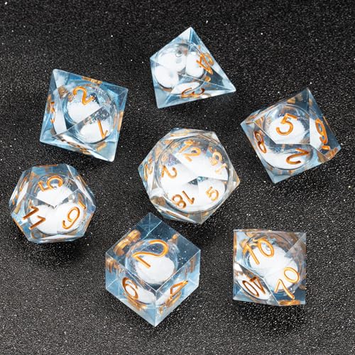 Fugacity DND-Würfel-Set, flüssiger Kern, handgefertigt, scharfe Kanten, polyedrisches Würfel-Set, Dungeons and Dragons, D&D-Würfel-Set mit Geschenkwürfeletui für RPG, MTG-Tischspiele, 7-teilig, weißer Fugacity DND-Würfel-Set, flüssiger Kern, handgefertigt, scharfe Kanten, polyedrisches Würfel-Set, Dungeons and Dragons, D&D-Würfel-Set mit Geschenkwürfeletui für RPG, MTG-Tischspiele, 7-teilig, weißer von FugaCity