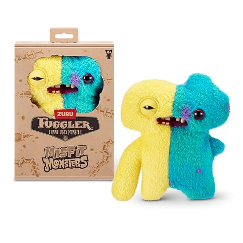 Fuggler Misfit Monsters 23 cm Serie 1 von ZURU, Funny Ugly Monster Plüschspielzeug (Squidge & Gaptooth Mcgoo - Yellow & Multi) von Fuggler