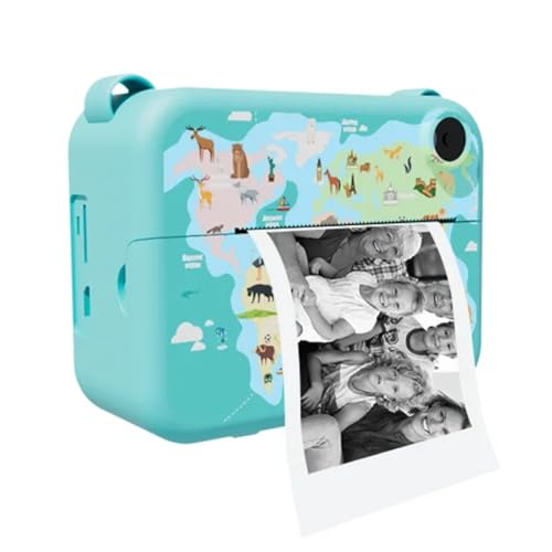 Fuhjythy Digitale Sofortbildkamera mit Druckpapier, Selfie-Videokamera für Kinder, Camcorder, Kamera, Spielzeug, Geschenk für Kinder, Blau von Fuhjythy