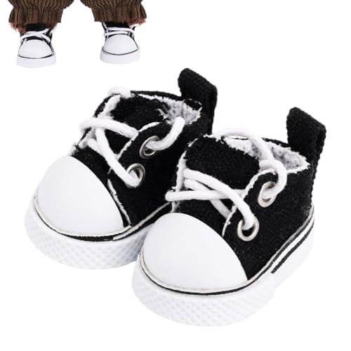 1 Paar Puppen Schuhe, Stilvolle und Vielseitige Mini Schnürschuhe für 17 cm/15 cm Spielzeug Outfit Zubehör Keine Puppe Enthalten(Schwarz) von Fukaisu