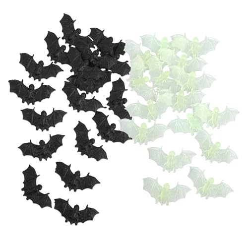 100stk Mini-3D-Fledermäuse, Kunststoff-Fledermaus Halloween-Dekoration Gruselige Streich-Requisiten Partygeschenk für Kinder Heimdekoration für Halloween-Party (Schwarz, Fluoreszierendes Grün) von Fukaisu