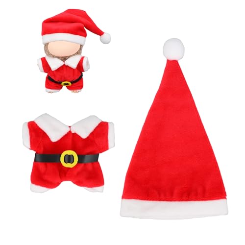 17 cm Puppenkleider-Set, Weihnachtsmann-Outfit-Set mit Nikolausmütze und Gürtel, Plüschpuppenkleidung, Zubehör für Weihnachts-Themen-Spielzeug-Display-Sammlung (Rot) von Fukaisu