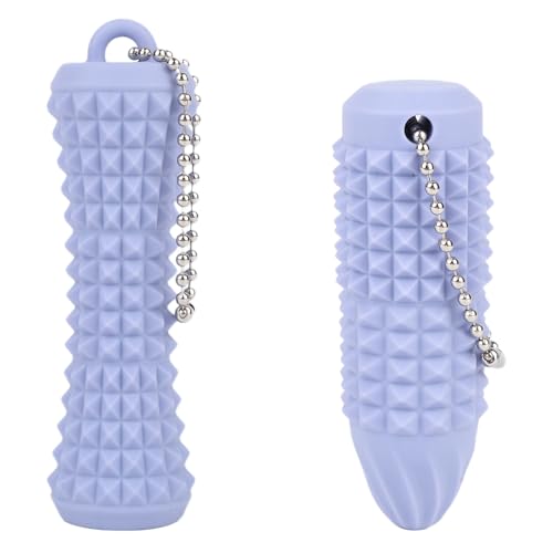 2stk Spiky Fidget Schlüsselanhänger, Drückbarer Spiky Grippie Pain Stim Schlüsselanhänger 3D-Gedrucktes Silikon Pocket Mini Fidget Spielzeug für Erwachsene Kinder Originelle Geschenke (Grau Lila) von Fukaisu