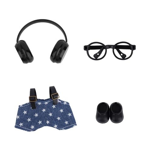 4stk 17cm Puppenkleidung Set, Inklusive Overall Kopfhörer Brille und Schuhen Modischer Lässiger Kleidung und Accessoires Keine Puppe Enthalten von Fukaisu