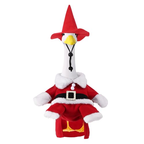 58,4 cm Veranda Gans Weihnachten Outfit, Weihnachtsmann Urlaub Kostüm mit Hut Rasen Gans Dekor für Garten Terrasse Hof Statue Outdoor Weihnachtsdekorationen von Fukaisu