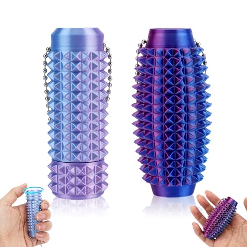 Fukaisu 2stk Spiky Grippie Stim Schlüsselanhänger-Set, Tragbare Sensorische Fidget-Spielzeuge Beruhigende Fidget-Schlüsselanhänger Stacheliger Massager für Freunde Kollegen Entspannung Geschenke von Fukaisu