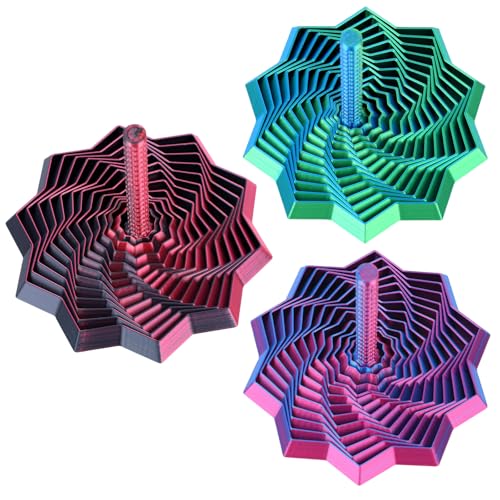 Fukaisu 3 Stück Erweiterte Sensorische Zappelsterne, 3D-Gedruckt Spiralförmiger Dekompressionsstern mit Griff Sechseckiges Wabenzappelspielzeug als Geschenk für Büroschreibtische (Klein) von Fukaisu