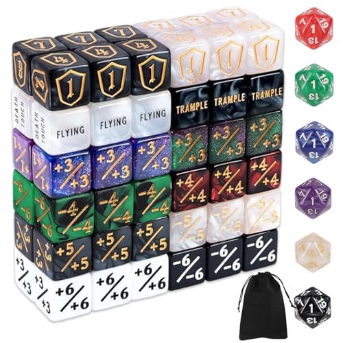 Fukaisu 78stk MTG Würfelset, Inklusive +1/-1 Lebenspunktezähler Commander Buff Token Schlüsselwortmarker Schildzähler und Rotierende Würfel 12 Farben für MTG TCG Kartenspielzubehör Fukaisu 78stk MTG Würfelset, Inklusive +1/-1 Lebenspunktezähler Commander Buff Token Schlüsselwortmarker Schildzähler und Rotierende Würfel 12 Farben für MTG TCG Kartenspielzubehör von Fukaisu