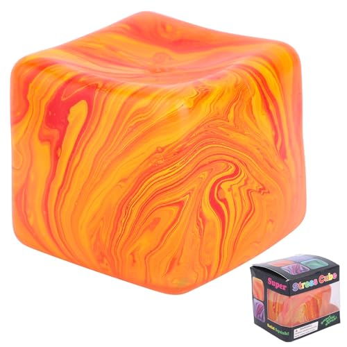 Fukaisu Langsam Aufsteigender Stress Würfel, Quetschbarer Würfel Sensorisches Spielzeug Weicher Quetsch Fidget Block Stressabbau für Erwachsene Familie Freunde Neuartiges Geschenk (Orange Wirbel) von Fukaisu