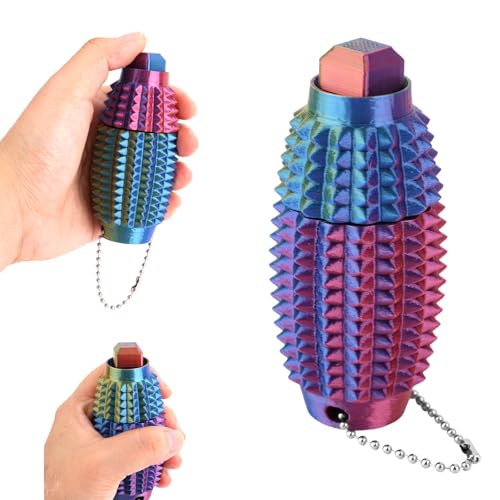 Fukaisu Schmerzstimulierendes Zappelspielzeug mit Stacheln, 3-in-1-Knopfklick-Spinner-Linderung Angstzuständen und Stress Stacheliger Zappel-Schlüsselanhänger für Erwachsene und Jugendliche von Fukaisu