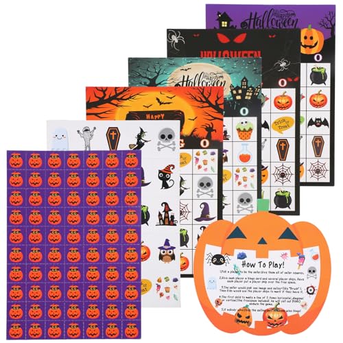 Halloween-Bingo-Spiele Set für 24 Spieler, 36 Bingo-Karten Herbst-Party Zubehör Lustige Halloween-Party-Spiele Perfekt für Festliche Zusammenkünfte Familie Klassenzimmer Gruppenaktivitäten von Fukaisu