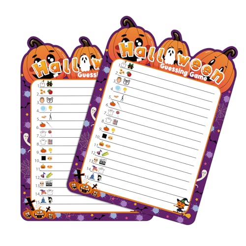 Halloween-Ratespiele, Lustiges Halloween-Worträtsel 25 Spielkarten und 1 Antwortkarte Kreatives Partyzubehör für Erwachsene und Kinder (Stil 1) von Fukaisu