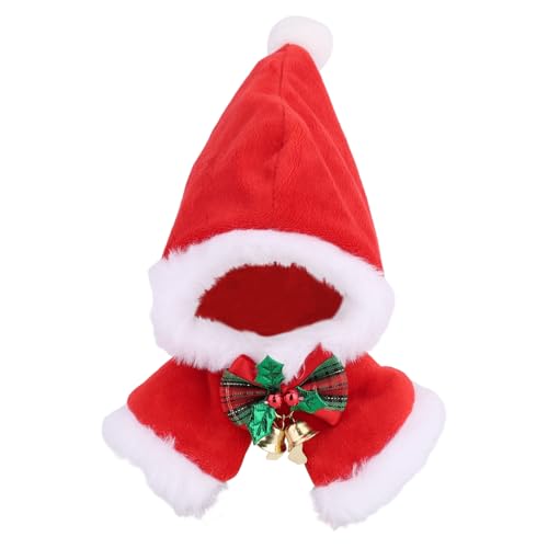Plüschpuppen Kleidung, Süßes Puppen Outfit Roter Weihnachtsumhang mit Flaumball und Schleife Weihnachtskostümzubehör Geeignet zum Anziehen von Plüschtieren von Fukaisu