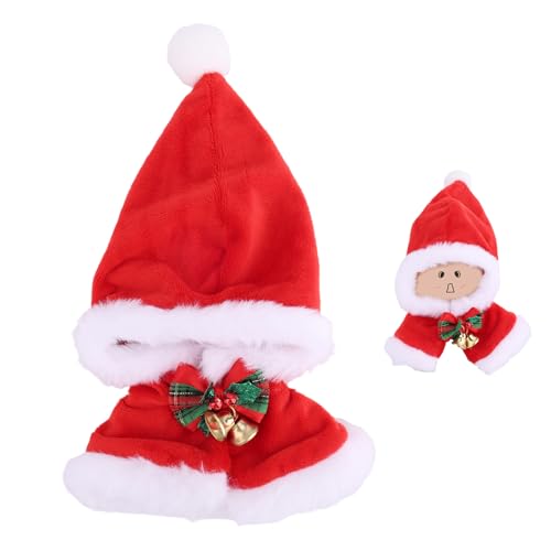 Plüschpuppen-Outfit, Entzückender Leuchtend Roter Kapuzenumhang mit Glöckchen Lustiges Plüschpuppen-Outfit-Zubehör Geeignet zum Spielen Anziehen und Präsentieren von Fukaisu