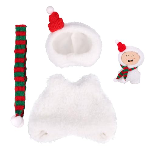 Plüschpuppen Outfit Set, Bezaubernde Stylische Schneemann-Kleidung mit Mütze und Schal Lustige Puppen-Outfit-Accessoires Geeignet zum Spielen Anziehen und Präsentieren von Fukaisu