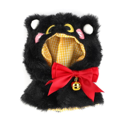 Plüschpuppenkleidung, Süßes Schwarzes Katzenumhangkostüm mit Roter Schleife Lustiges Plüschpuppenkleidungszubehör Geeignet zum Anziehen Spielen und Präsentieren Plüschpuppenkleidung, Süßes Schwarzes Katzenumhangkostüm mit Roter Schleife Lustiges Plüschpuppenkleidungszubehör Geeignet zum Anziehen Spielen und Präsentieren von Fukaisu