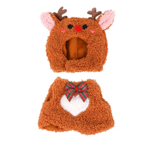 Puppenkleidungsset, Süßes Rentierkostüm Hut und Kleidung Designer Puppenkleidung Abnehmbares Herbst Weihnachtsoutfit zum Verkleiden und Präsentieren von Spielzeug (Braun) von Fukaisu