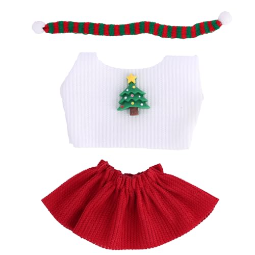 Weihnachts-Puppenkleider, Winter-Oberteil Rock & Gestrickter Schal für 17cm/15cm Puppe Festliche Outfits Set Süße Weihnachts-Kostüm Zubehör (Ohne Hut) von Fukaisu