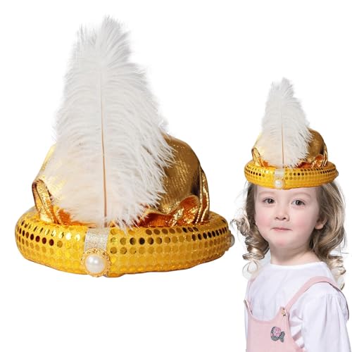 Fukamou Aladdin Kostüm Hut - Aladdin Hut Erwachsene - Mit Feder Und Perle, Wunderschöner -Sultan-Turban Für Herren, Kopfwickel, Pailletten-Design Für Männer Fukamou Aladdin Kostüm Hut - Aladdin Hut Erwachsene - Mit Feder Und Perle, Wunderschöner -Sultan-Turban Für Herren, Kopfwickel, Pailletten-Design Für Männer von Fukamou