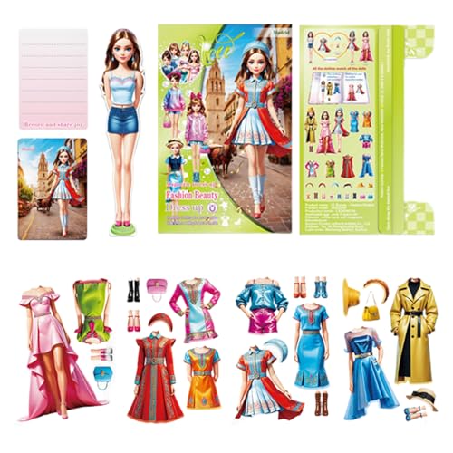 Fukamou Anziehspiele, Anziehspielzeug - Magnet People Outfit Und Zubehörteile Anziehset | Kreatives Magnetisches Anzieh-Stickerbuch Für -Reise-Spieltermine von Fukamou