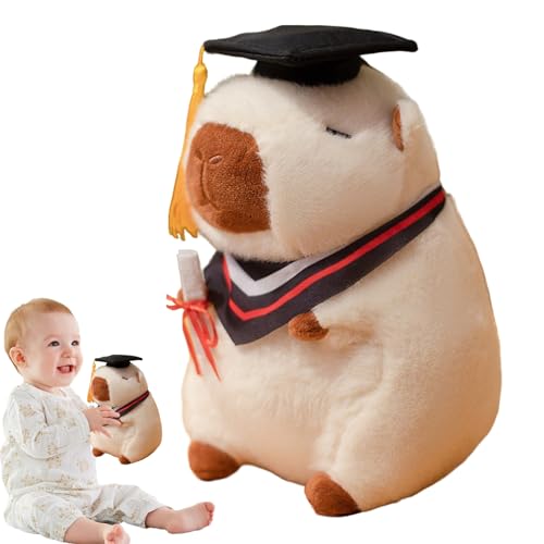 Fukamou Capybara Stuffed Animal, Gefüllte Capybara Plüsch,Stoffed 9-Zoll-Absolventen Capybara - Plüschkissen Mit Abschlusshut, Grad -Uniform Wohnkultur Zum Abschluss von Fukamou