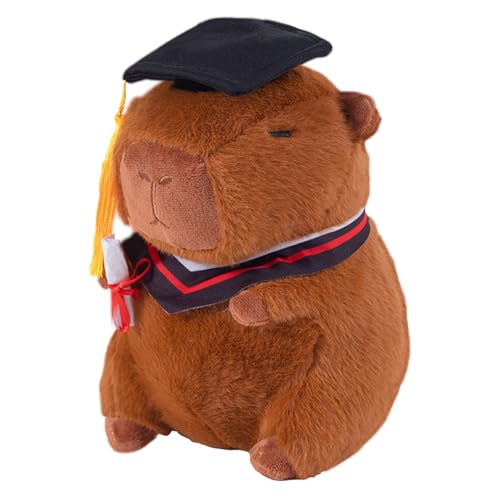 Fukamou Capybara Stuffed Animal, Gefüllte Capybara Plüsch,Stoffed 9-Zoll-Absolventen Capybara - Plüschkissen Mit Abschlusshut, Grad -Uniform Wohnkultur Zum Abschluss von Fukamou
