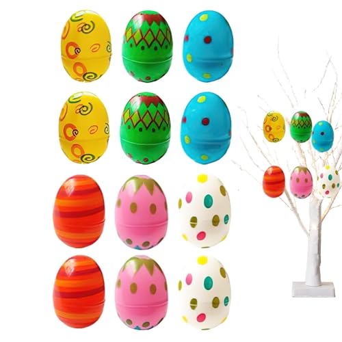 Fukamou Eierschalen Für Ostern, Befüllbare Ostereier, 12 Stück Osterkörbe, Eiersuche, Ausfüllbares Spielzeug, Partygeschenke - Korbfüller-Füller-Sortiment, Helle, Leere Schalen, Bunt, Hell von Fukamou