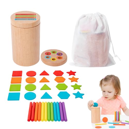 Fukamou Farbsortierendes Sensorisches Spielzeug, Farblich Passendes Spielzeug - Denkübungsspielzeug Für Kleinkinder Aus -Holz,Sensorisch Passendes Buchenholzspielzeug Mit Magnetischem Deckel, 12 von Fukamou