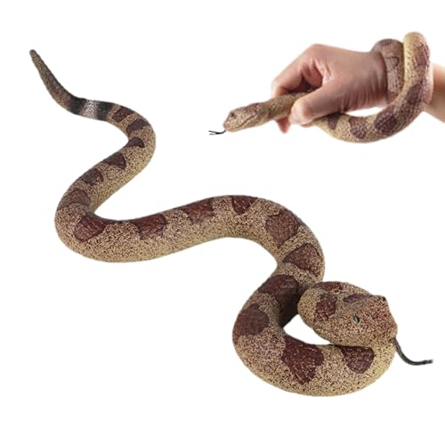 Fukamou Gummischlange, realistische Schlange - Realistische Klapperschlange,Realistisches gefälschtes Schlangenspielzeug aus weichem Gummi, Gartenschlange, erschreckt Vögel und Eichhörnchen, von Fukamou