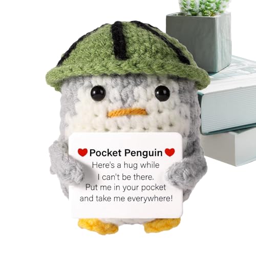 Fukamou Lustige Strickende Positive Puppe, Gestrickte Weihnachtspinguin-Puppe | Tiere Häkelspielzeug Mit Karte | Kreative Inspirierende- Wollkartoffel Mit Positiven Affirmationskarten Für Kinder, Fukamou Lustige Strickende Positive Puppe, Gestrickte Weihnachtspinguin-Puppe | Tiere Häkelspielzeug Mit Karte | Kreative Inspirierende- Wollkartoffel Mit Positiven Affirmationskarten Für Kinder, von Fukamou